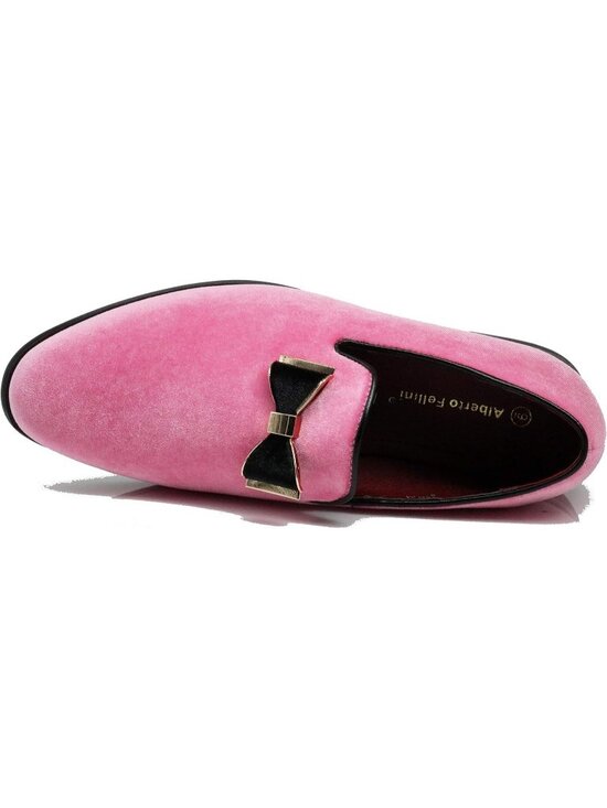 Alberto Fellirni Men\'s Pink Vintage Velvet Loafer Tuxedo Slip On Formal Shoes main image 4